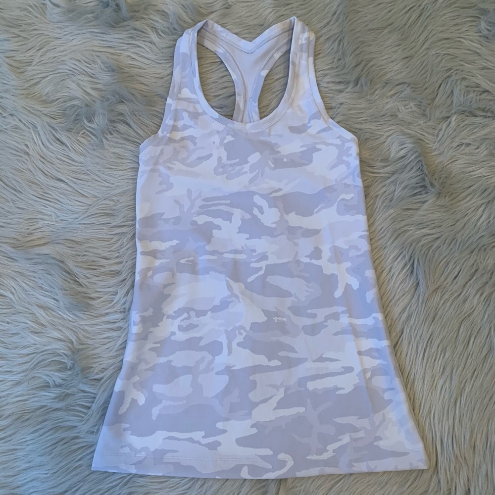 White and grey camo lululemon tank